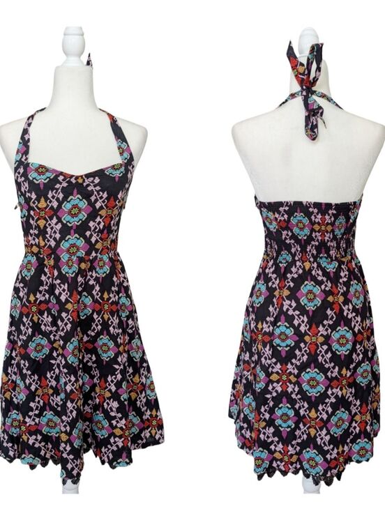 Anthropologie Dresses & Skirts - Anthropologie Edme Esyllte Primula Black Geometric Print Halter Sundress Size 2